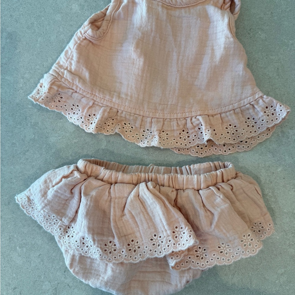 Quincy Mae Blush Eyelet Trim Skirt Set